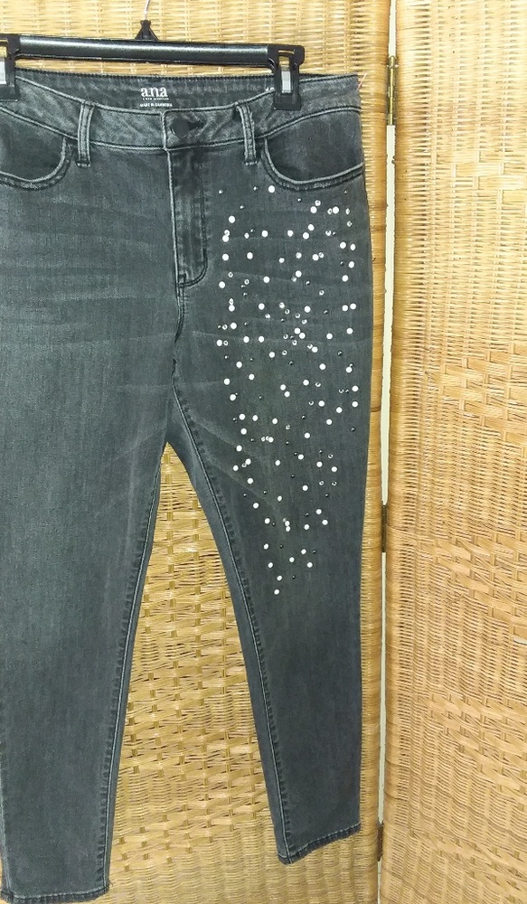 SOLD!! a.n.a  gray studded skinny jeans, size 12